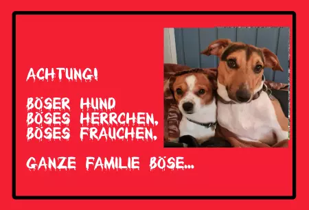 Tierschild Hunde Achtung! Böser Hund, Böses Herrchen, ... Bild
